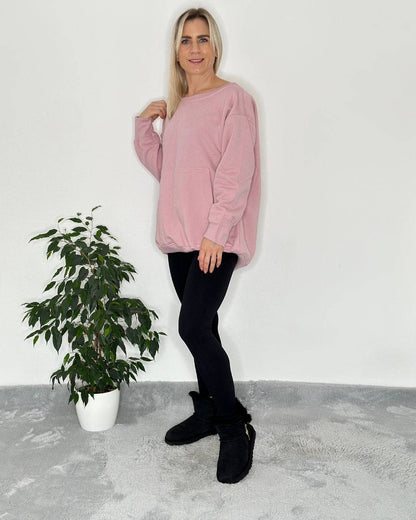 Sweatshirt Damen oversized ohne Kapuze Rosa Vorne